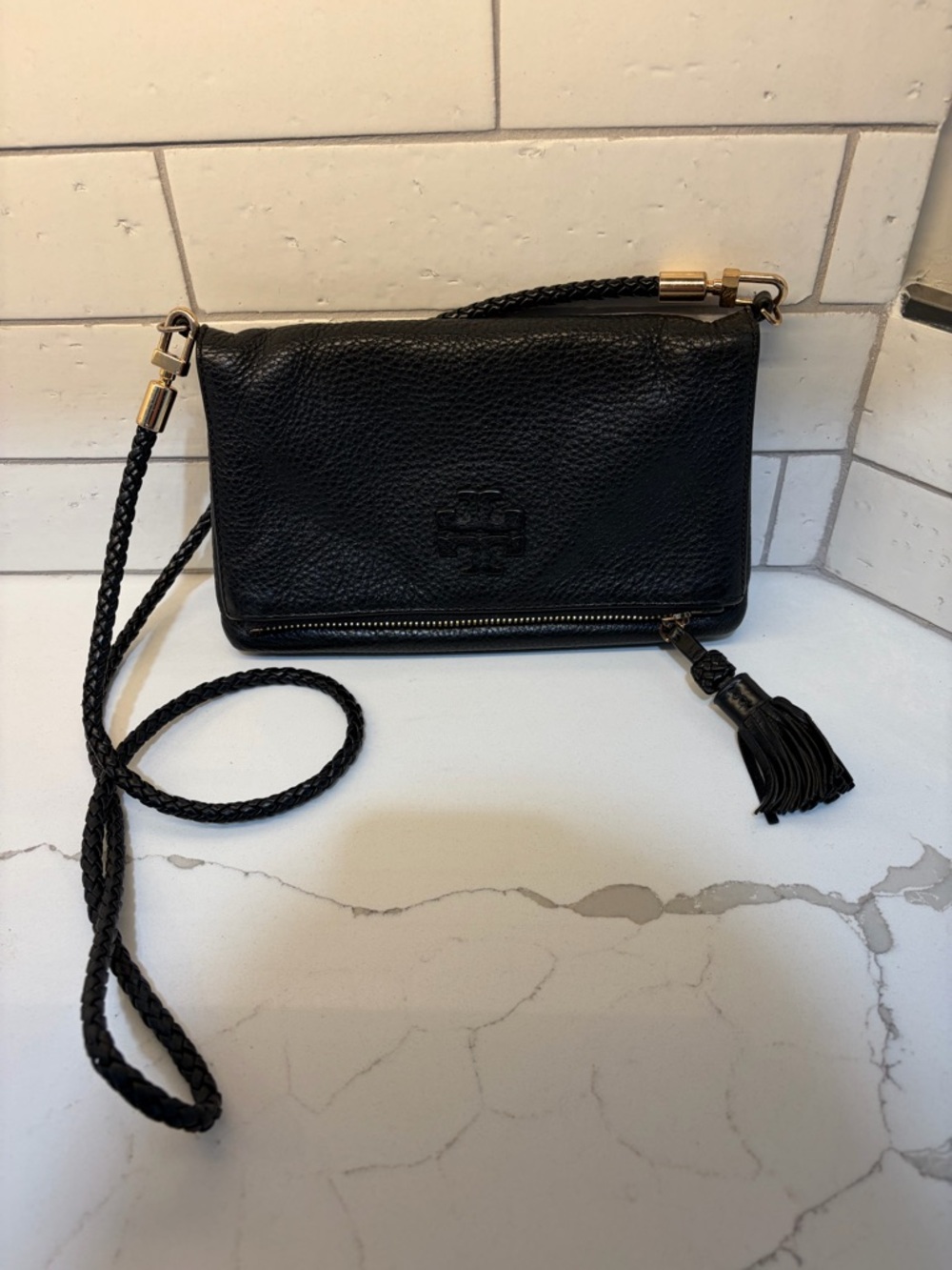 Tory Burch Taylor Mini Fold Over Crossbody with Tassel